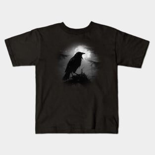 epic crow and moon Kids T-Shirt